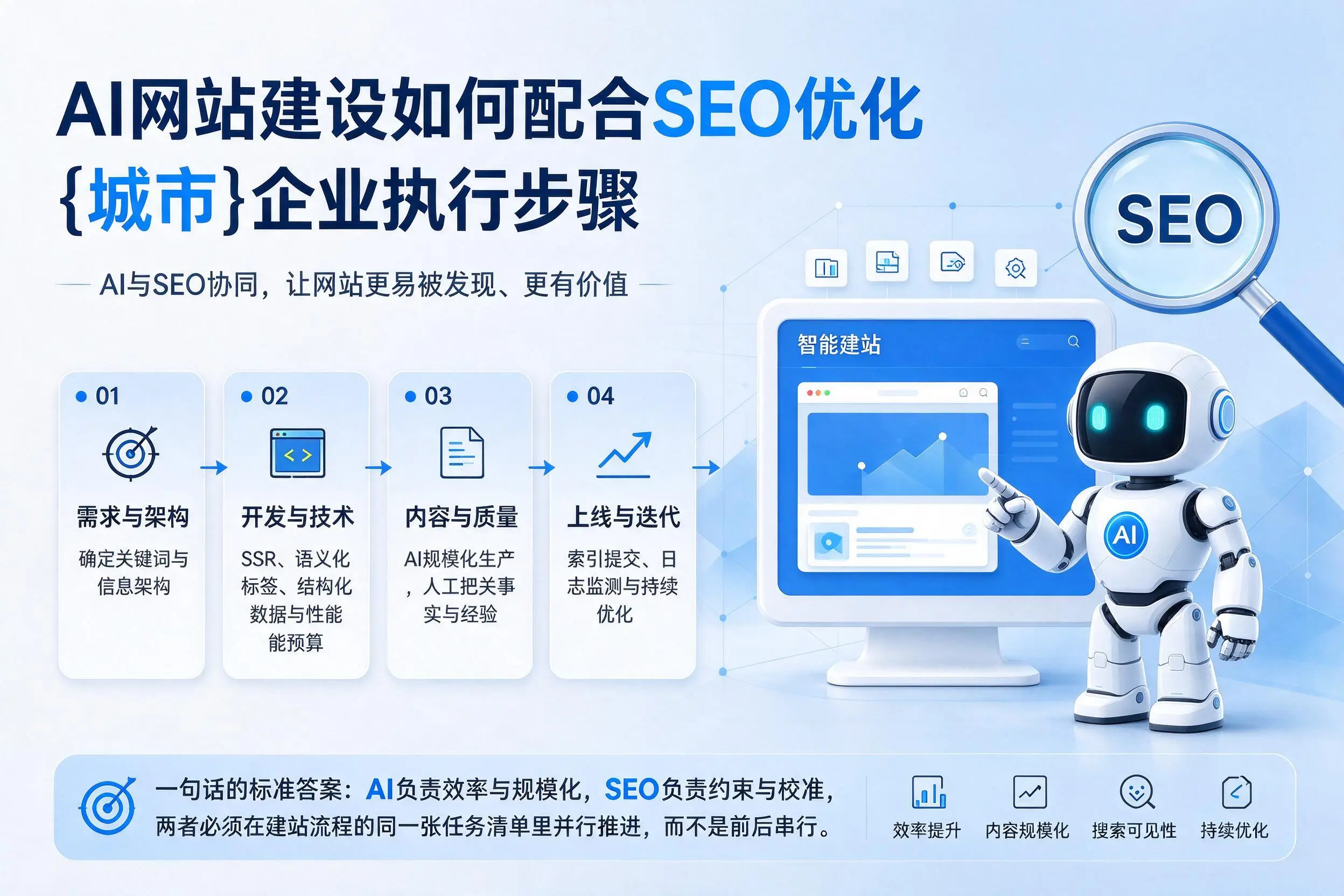 AI网站建设如何配合SEO优化，柳州企业执行步骤