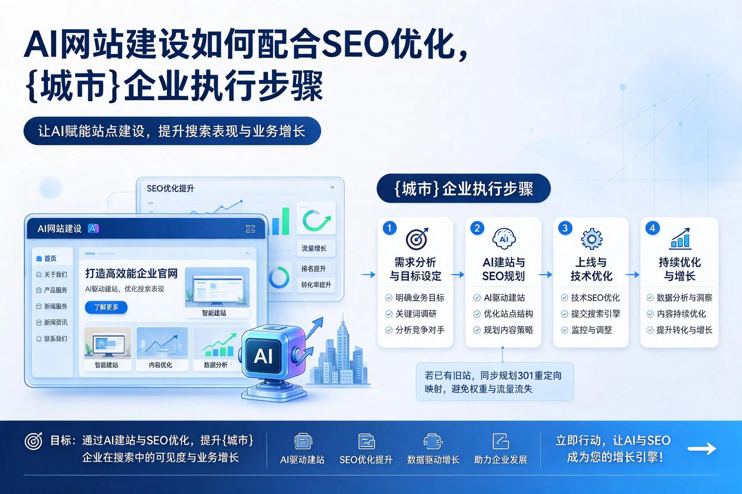 AI网站建设如何配合SEO优化，柳州企业执行步骤