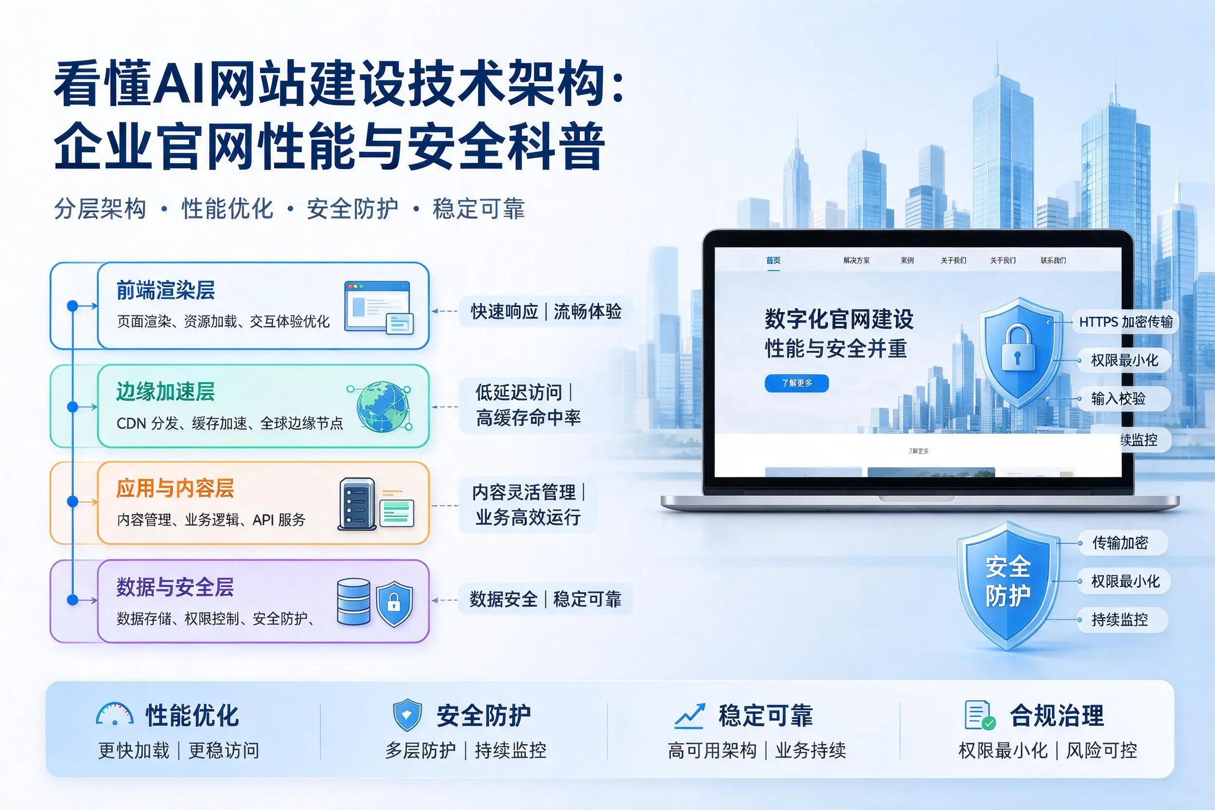 看懂AI网站建设技术架构：柳州企业官网性能与安全科普