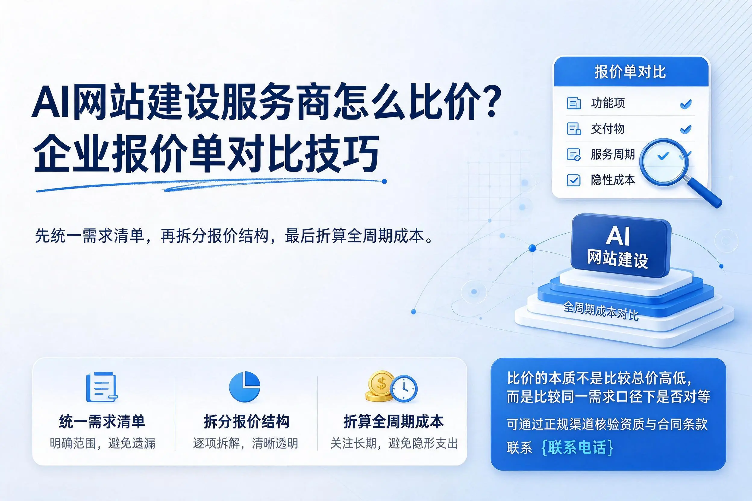 AI网站建设服务商怎么比价？柳州企业报价单对比技巧