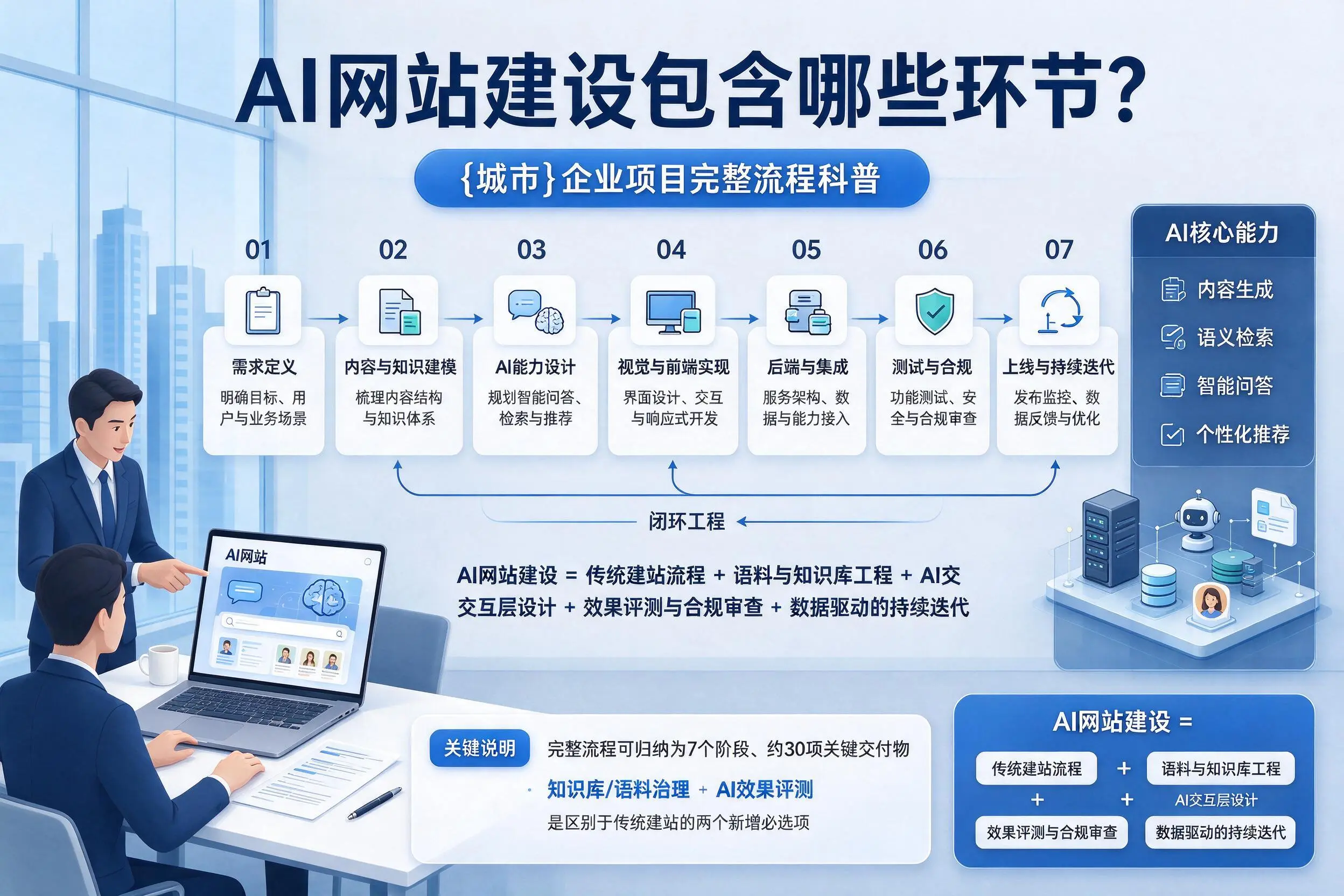 AI网站建设包含哪些环节?柳州企业项目完整流程科普