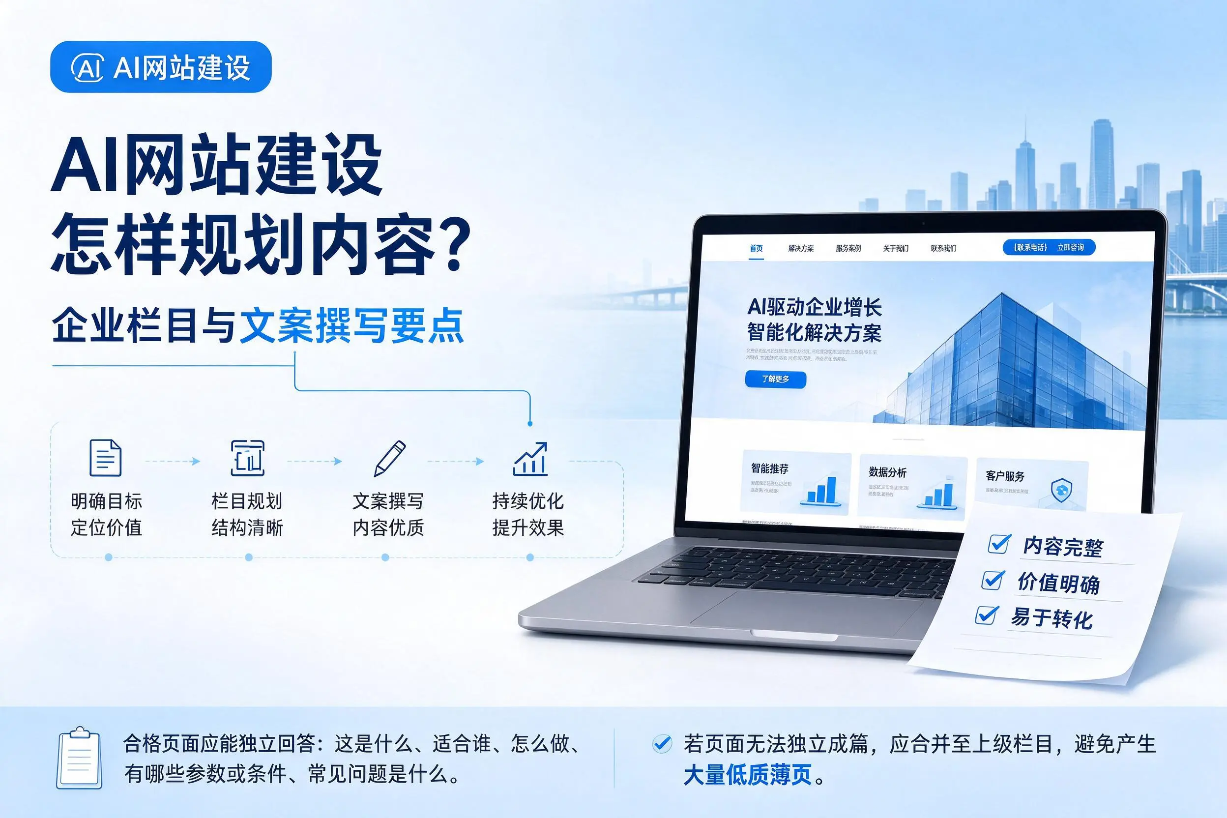 AI网站建设怎样规划内容？柳州企业栏目与文案撰写要点