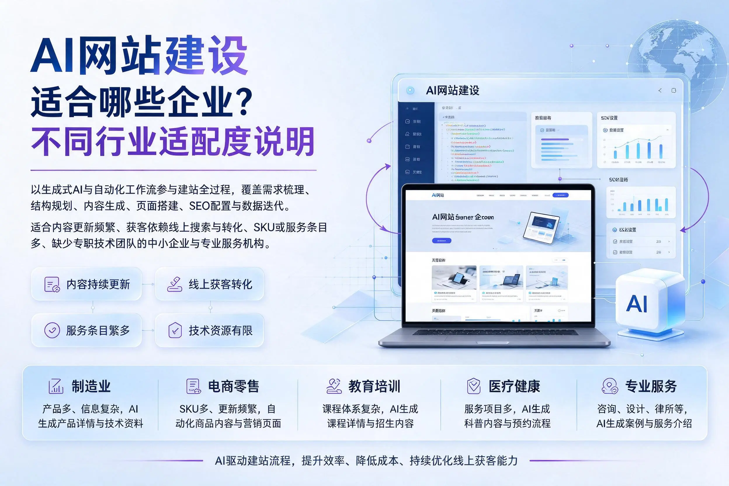 AI网站建设适合哪些企业?柳州不同行业适配度说明